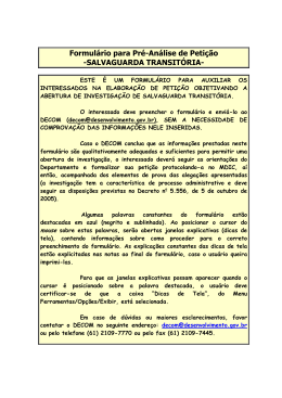 Formul&aacute;rio para Pr&eacute;-An&aacute;lise de Peti&ccedil;&atilde;o -SALVAGUARDA