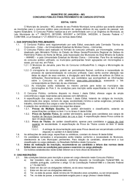 EDITAL Concurso Prefeitura de Janu&aacute;ria MG