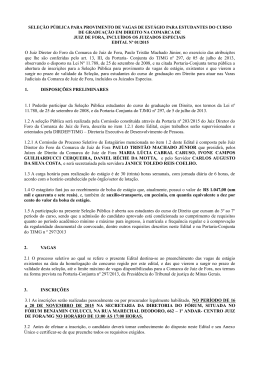 SELE&Ccedil;&Atilde;O P&Uacute;BLICA PARA PROVIMENTO DE VAGAS DE EST&Aacute;GIO