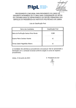 PROCEDIMENTO CONCURSAL PARA PROVIMENTO DO CARGO
