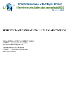 RESILI&Ecirc;NCIA ORGANIZACIONAL: UM ENSAIO TE&Oacute;RICO