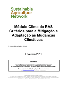 Módulo Clima da RAS Critérios para a Mitigação e Adaptação