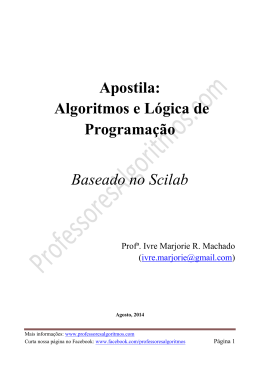 Apostila: Algoritmos e L&oacute;gica de Programa&ccedil;&atilde;o Baseado no Scilab