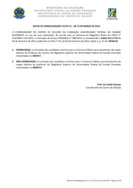 Edital de Homologa&ccedil;&atilde;o CCS n&ordm; 21/2015 - Centro de Sele&ccedil;&atilde;o