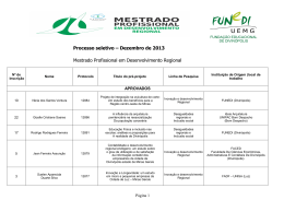 Dezembro de 2013 Mestrado Profissional em