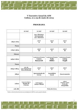 V Encontro Anual da AIM Lisboa, 21 a 23 de maio de 2015