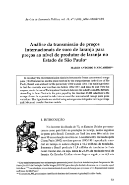 An&aacute;lise da transmiss&atilde;o de pre&ccedil;os internacionais de suco de laranja