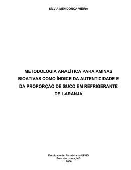 metodologia analítica para aminas bioativas como índice da