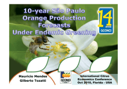 10-Year Sao Paulo, Brazil Orange Production Forecasts Under