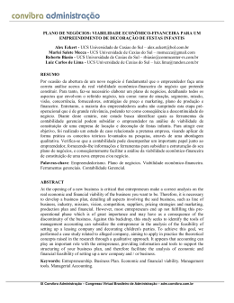 PLANO DE NEG&Oacute;CIOS: VIABILIDADE ECON&Ocirc;MICO