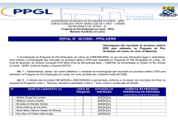 EDITAL N&deg;. 001/2009 &ndash; PPGL/UERN