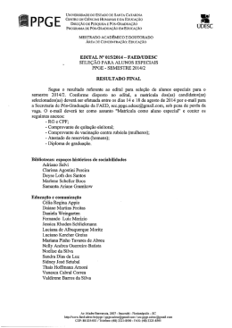 AREA DE CONCENTRA&Ccedil;&Atilde;O: EDUCA&Ccedil;&Atilde;O - Faed