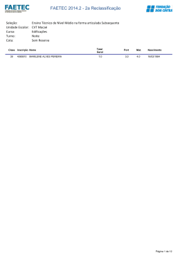 FAETEC 2014.2 - 2a Reclassifica&ccedil;&atilde;o