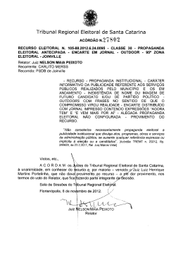 Ac&oacute;rd&atilde;o n&deg; 27.802 - Tribunal Regional Eleitoral de Santa Catarina