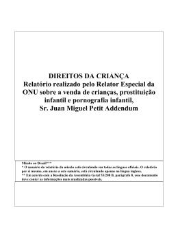 DIREITOS DA CRIAN&Ccedil;A Relat&oacute;rio realizado