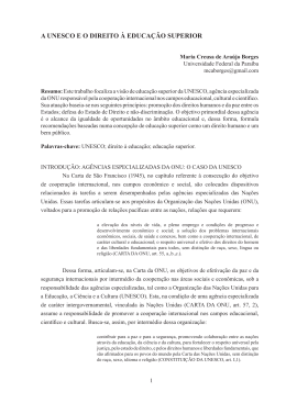 A UNESCO E O DIREITO &Agrave; EDUCA&Ccedil;&Atilde;O SUPERIOR