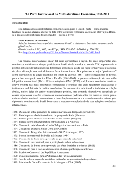 9.7 Perfil Institucional do Multilateralismo Econ&ocirc;mico, 1856-2011