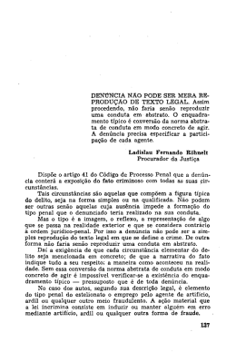Denuncia nao pode ser mera reproducao de texto legal