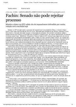 Fachin: Senado n&atilde;o pode rejeitar processo