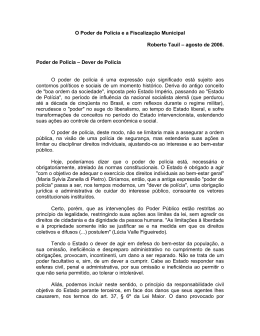 O Poder de Pol&iacute;cia e a Fiscaliza&ccedil;&atilde;o Municipal