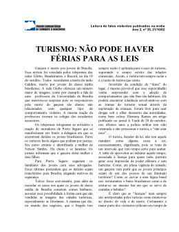 TURISMO: NÃO PODE HAVER FÉRIAS PARA AS LEIS