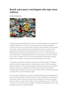 Brasil: para que a reciclagem não seja mera retórica