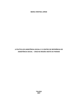 MARIA CRISTINA JORGE A POL&Iacute;TICA DE ASSIST&Ecirc;NCIA