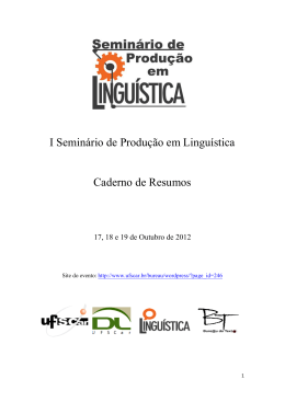 I Seminário de Produção em Linguística Caderno de Resumos