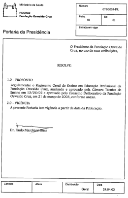 071/2003-PR FIOCRUZ Fundação Oswaldo Cruz Fﬁlha De