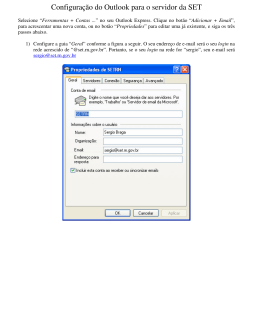 Configuração do Outlook para o servidor da SET