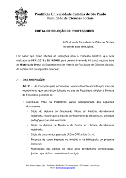 Edital de Contrata&ccedil;&atilde;o Hist&oacute;ria Brasil - PUC-SP