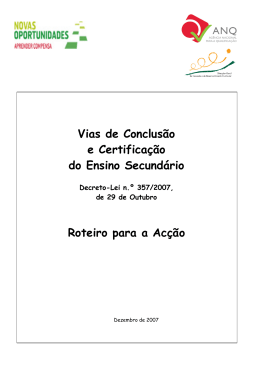 Vias de Conclus&atilde;o e Certifica&ccedil;&atilde;o do Ensino Secund&aacute;rio Roteiro