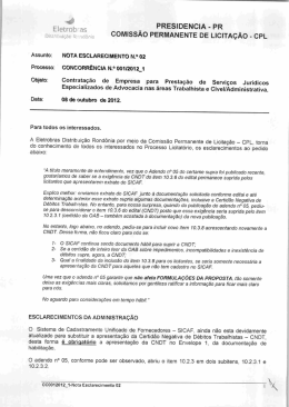 Nota de Esclarecimento 02 - Eletrobras Distribui&ccedil;&atilde;o Rond&ocirc;nia