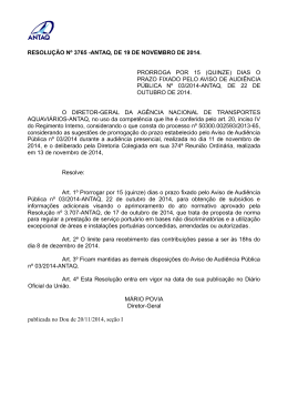 resolução nº 3765 -antaq, de 19 de novembro de 2014. prorroga por
