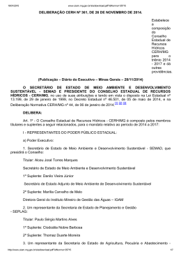 DELIBERA&Ccedil;&Atilde;O CERH N&ordm; 361, DE 26 DE NOVEMBRO DE 2014
