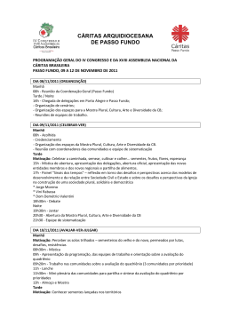 Programa&ccedil;&atilde;o - C&aacute;ritas Arquidiocesana de Passo Fundo