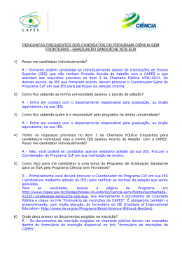 PERGUNTAS FREQUENTES DOS CANDIDATOS DO PROGRAMA