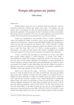 Porque n&atilde;o posso ser pastor