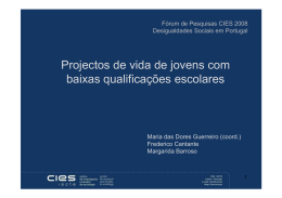 Projectos de vida de jovens com baixas qualifica&ccedil;&otilde;es