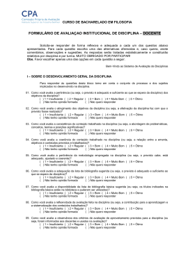 formul&aacute;rio de avalia&ccedil;ao institucional de disciplina &ndash; docente