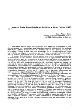 Afonso Costa: Republicanismo Socialista e A&ccedil;&atilde;o Pol&iacute;tica (1887