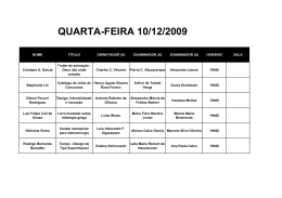 QUARTA-FEIRA 10/12/2009