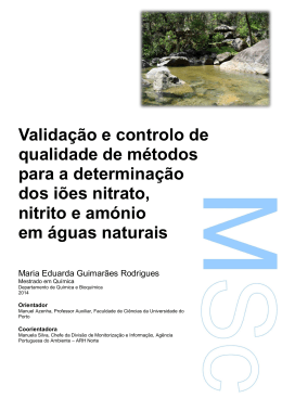 Valida&ccedil;&atilde;o e controlo de qualidade de m&eacute;todos para a determina&ccedil;&atilde;o