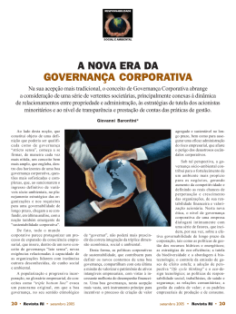 a nova era da governan&ccedil;a corporativa