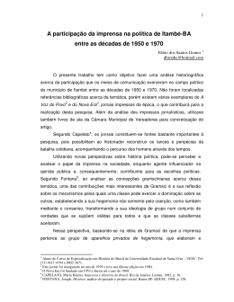 A participa&ccedil;&atilde;o da imprensa na pol&iacute;tica de Itamb&eacute;-BA entre as