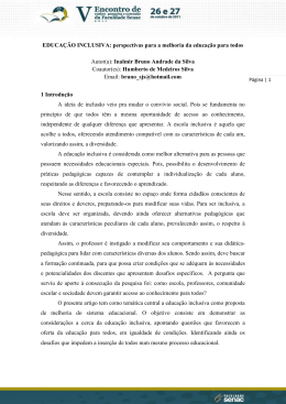 EDUCA&Ccedil;&Atilde;O INCLUSIVA: perspectivas para a