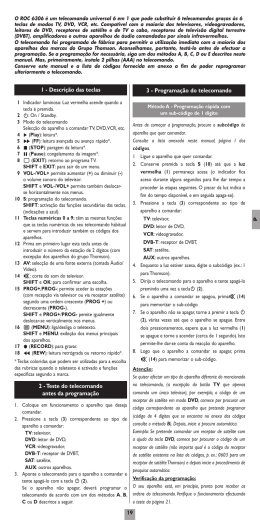 2 - Teste do telecomando antes da programação 1