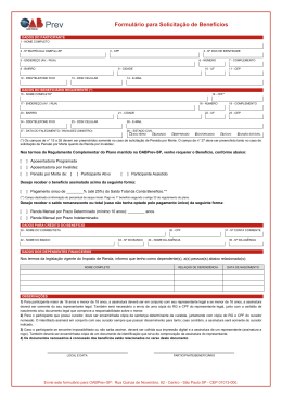 Formul&aacute;rio para Solicita&ccedil;&atilde;o de Benef&iacute;cios - OABPrev-SP
