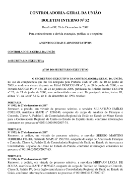 Edi&ccedil;&atilde;o n&ordm; 52, de 28 de dezembro de 2007 - Controladoria