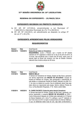 57&ordf; sess&atilde;o ordin&aacute;ria da 16&ordf; legislatura resenha do expediente &ndash; 19